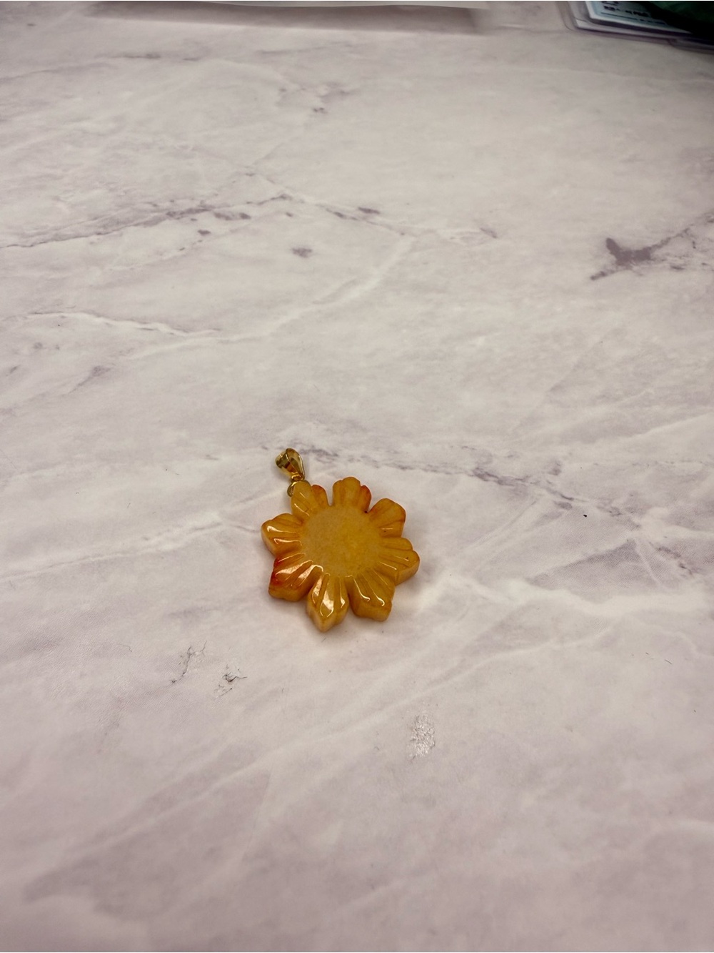 S925 Yellow Flower Jade Pendant Necklace Charm